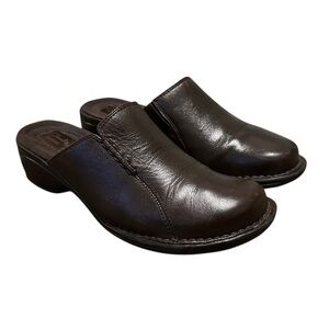 Clarks Brown Leather Mules